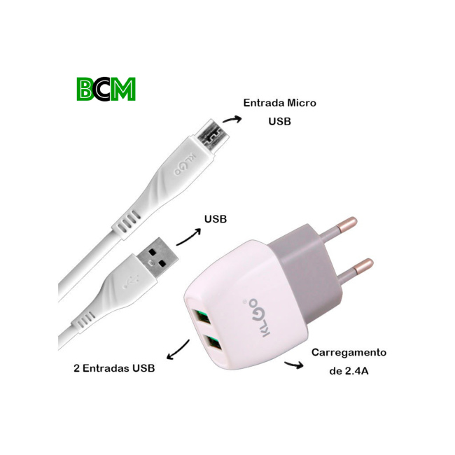 Carregador Completo Micro USB V8 KC-8A