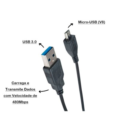 Cabo Micro USB XC-CD-V8 3.0A