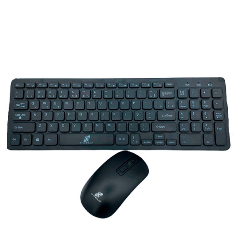 Kit Teclado + Mouse Sem Fio Preto