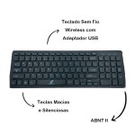 Kit Teclado + Mouse Sem Fio Preto