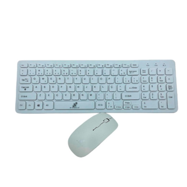 Kit Teclado + Mouse Sem Fio Branco