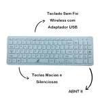 Kit Teclado + Mouse Sem Fio Branco