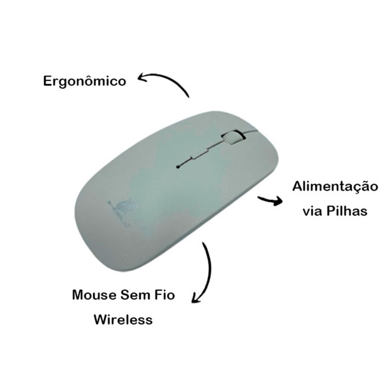 Kit Teclado + Mouse Sem Fio Branco